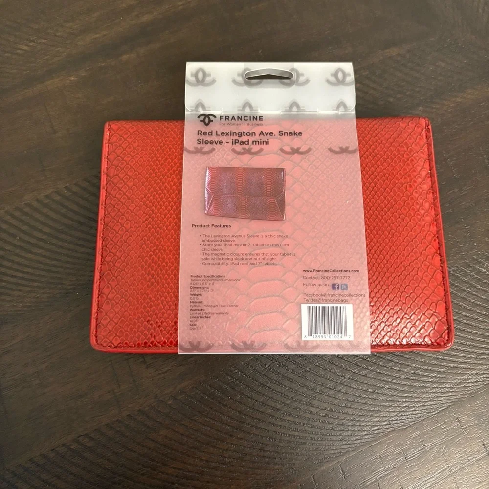 Francine Red Lexington Ave Snake Sleeve for IPad Mini and 7” Tablets